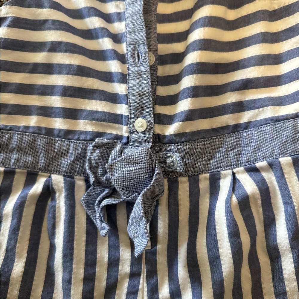 Janie and Jack Blue and White Striped Sleeveless Romper - Picture 3 of 4